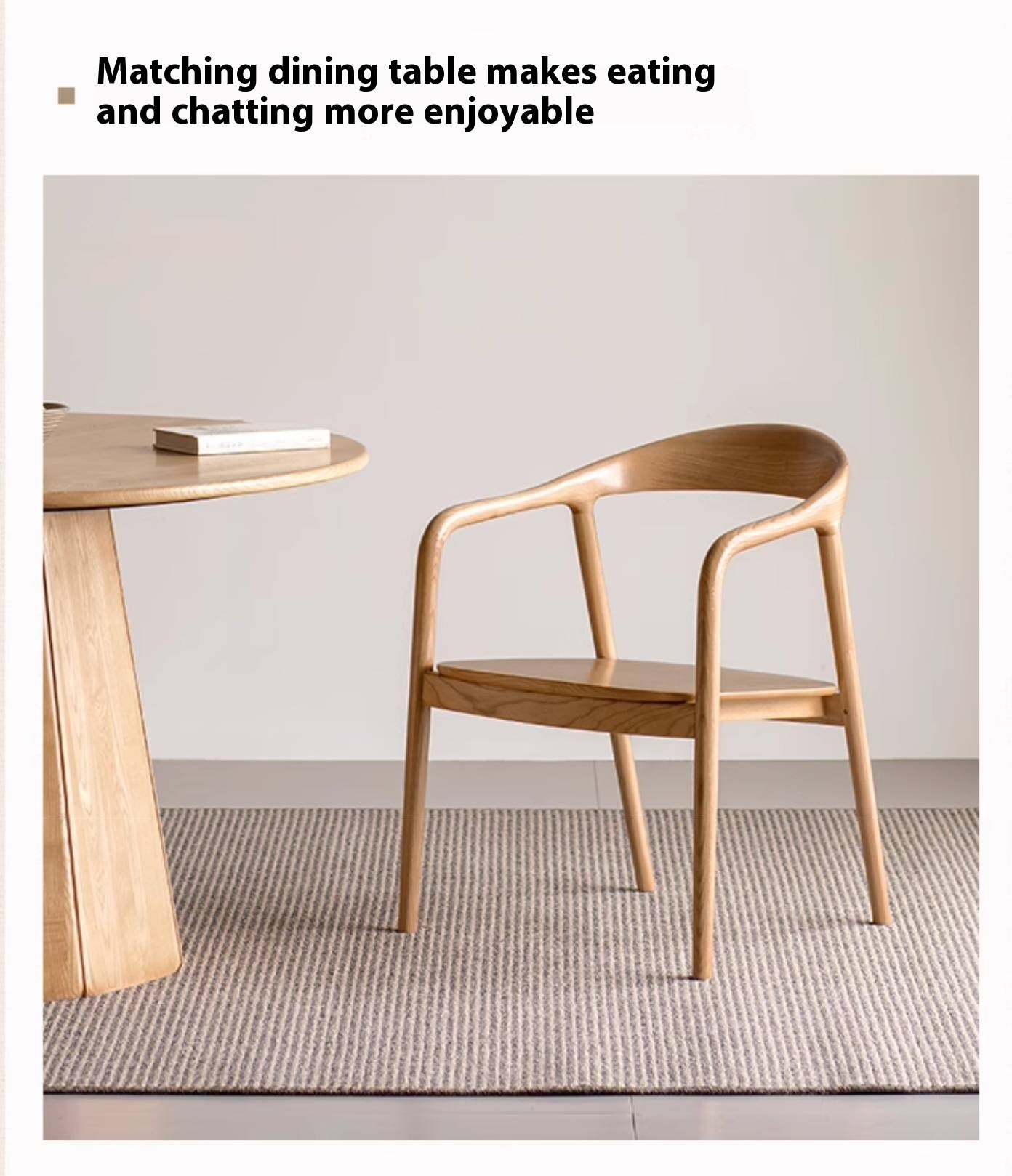 Ash, White Ash, Black Walnut Solid Wood Armchair, Scandinavian Modern Curved Back Accent Chair