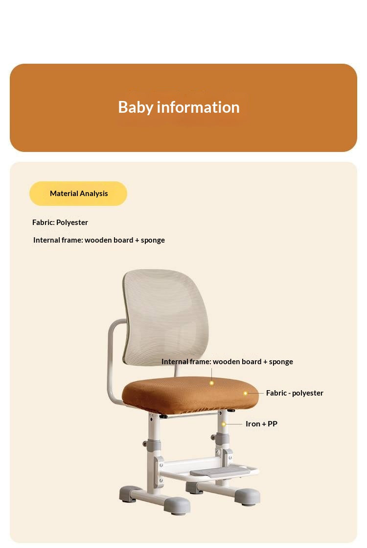Ergonomic Height-Adjustable Kids Study Chair with Mesh Back and Footrest