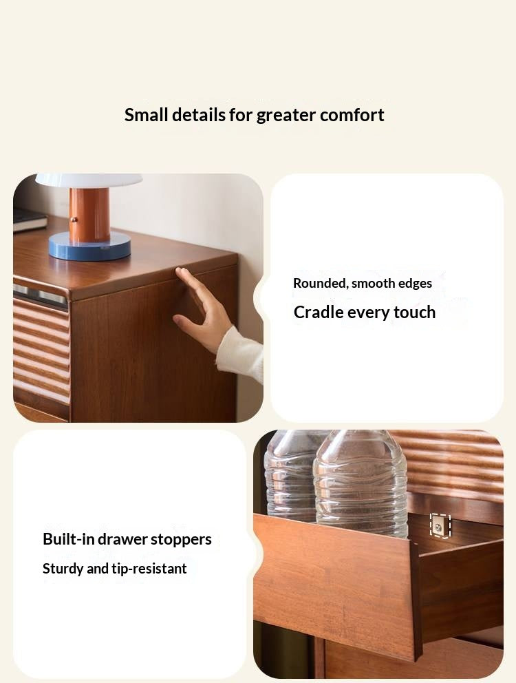Rubberwood Solid 6-Drawer Dresser, Mid Century Bedroom Storage Cabinet