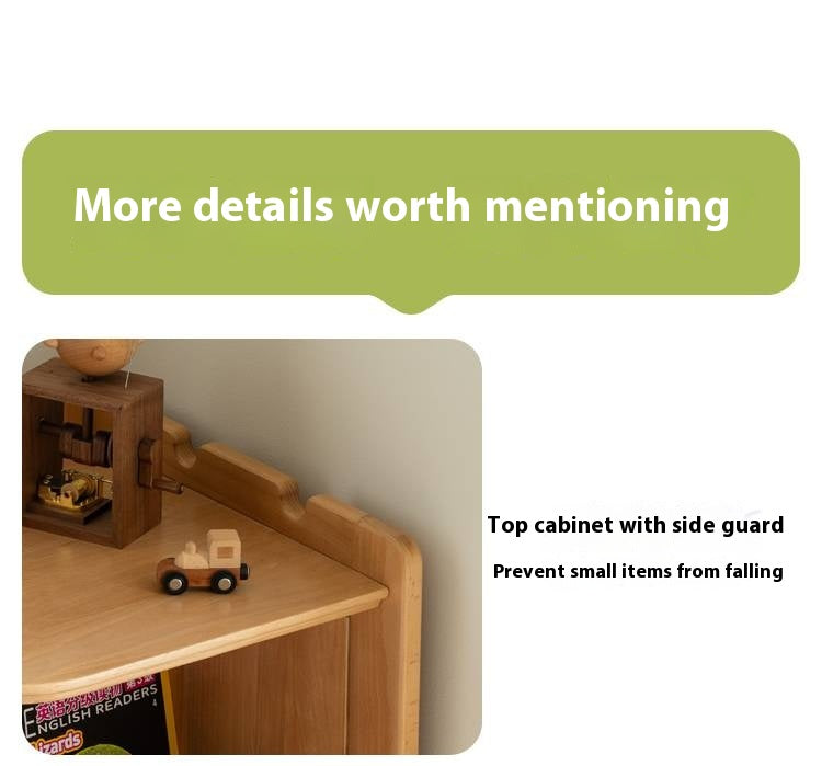 Beech Solid Wood Children's Bookshelf Storage Corner Cabinet