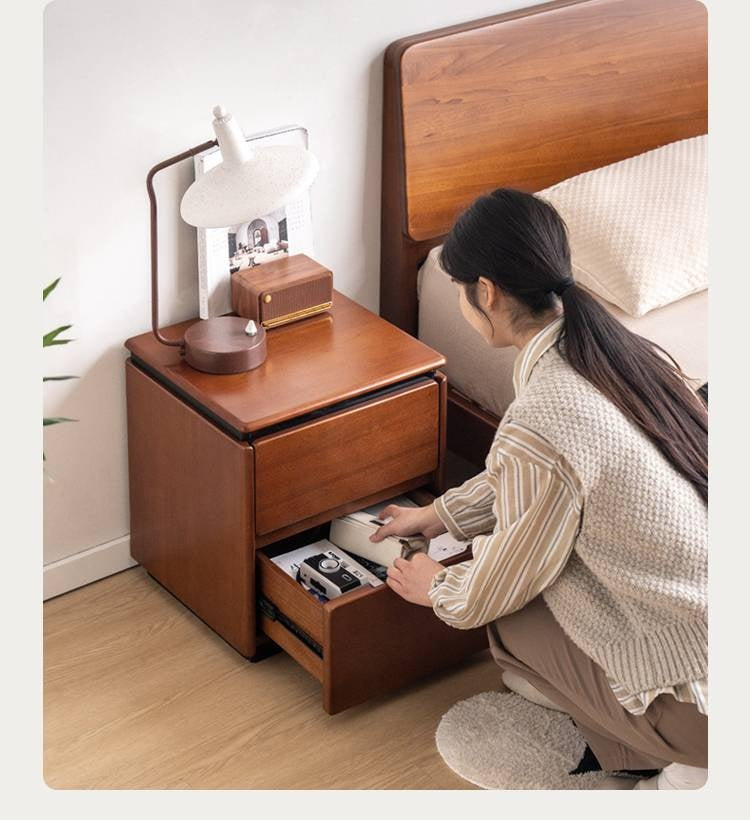 PoplarSolid Wood Vintage Style Nightstand