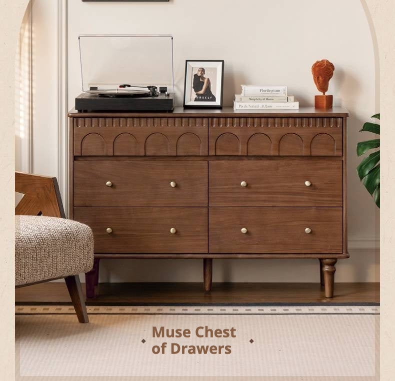 Black Walnut, Solid Rubberwood Chest of Drawers.