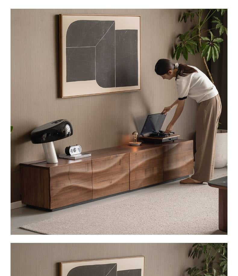 Solid Sandalwood, Black Walnut Solid Wood TV Cabinet Italian Light Luxury