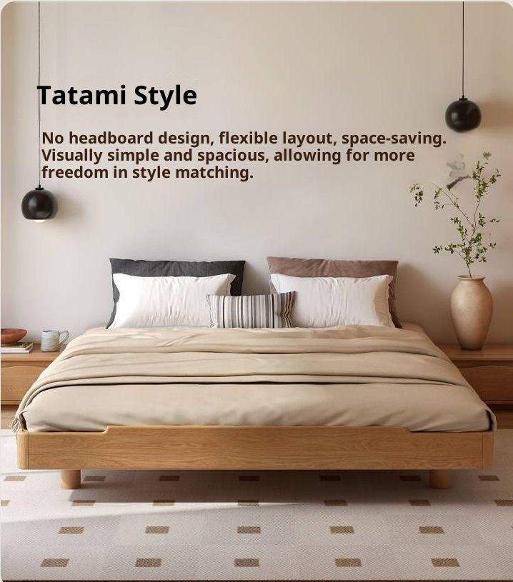 Oak, Ash Solid Wood Luminous Suspended Bed, Nordic Style