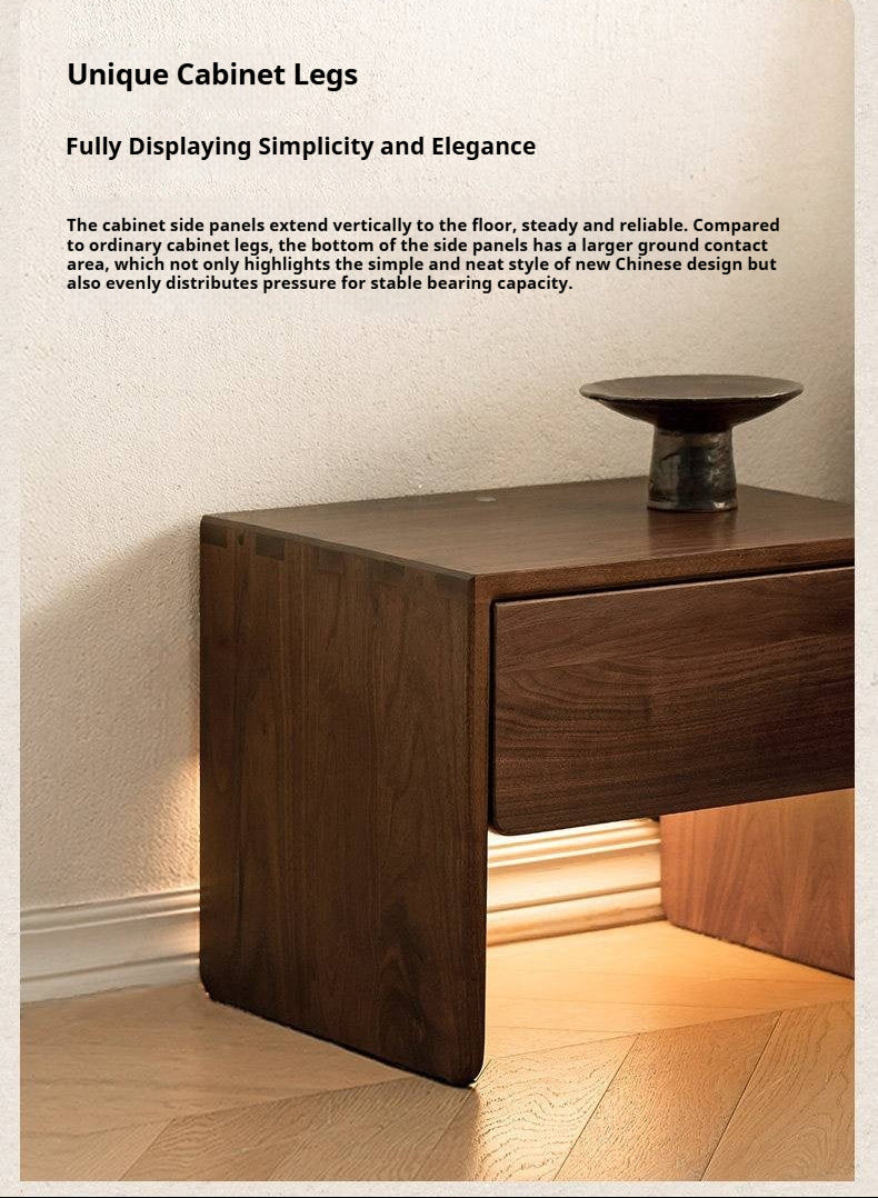 Black Walnut, Ash Solid Wood Simple Modern Nightstand