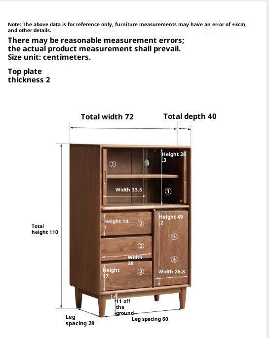 Black Walnut Solid Wood Italian Light Luxury Side Cabinet.