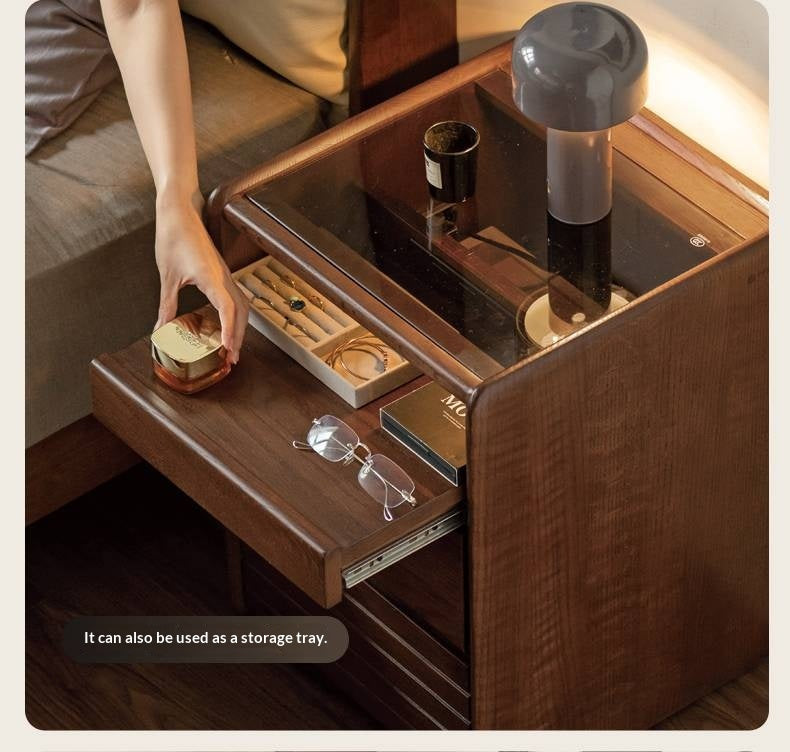 Oak Solid Wood Italian Light Luxury Nightstand