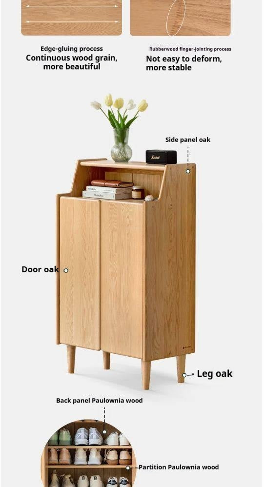 Oak Solid Wood Shoe Cabinet