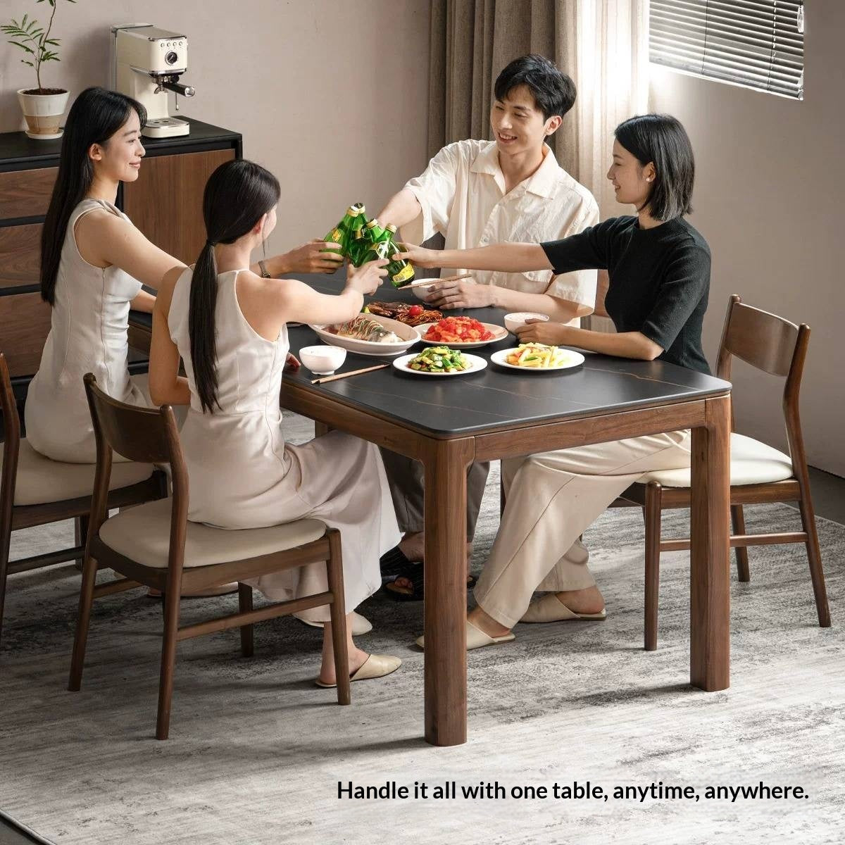 Black Walnut, Sandalwood Solid Wood Rock Slab Dining Table