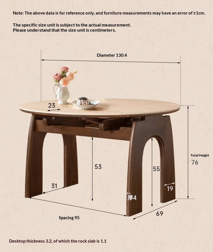 Black Walnut Solid Wood Round Dining Table