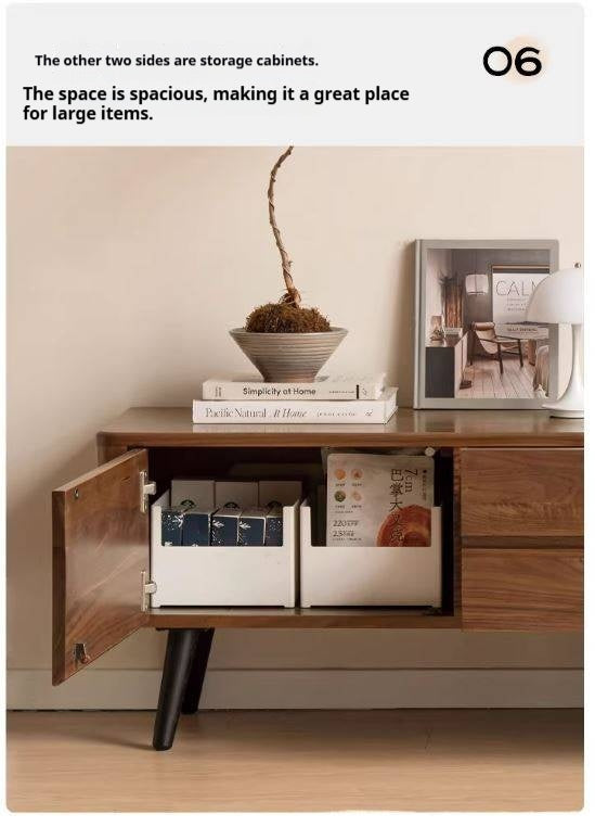 Black Walnut, Solid Sandalwood TV Cabinet Modern Simple.