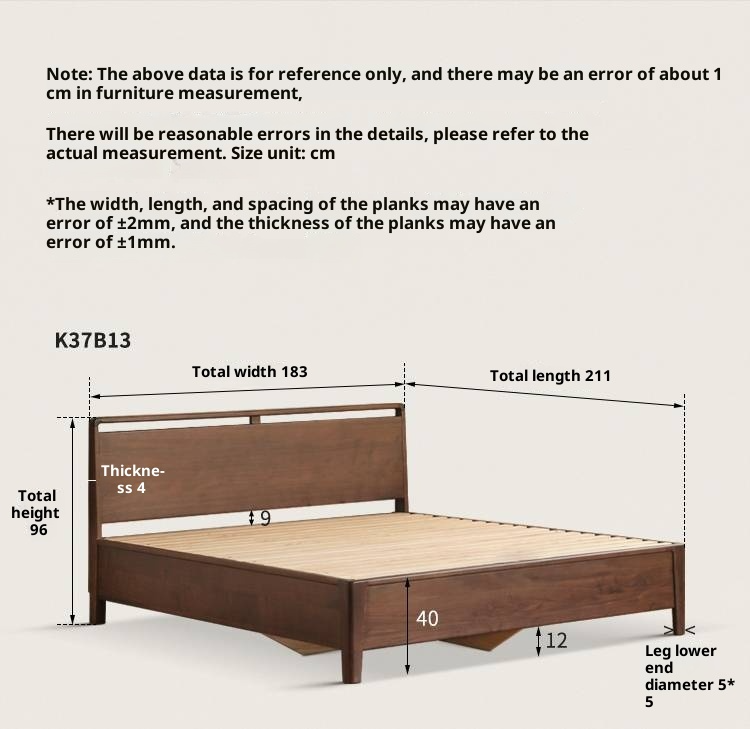 Black Walnut Solid Wood Light Luxury Box Bed