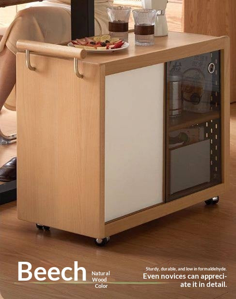 Beech Solid Wood Modern Corner Mobile Side Table