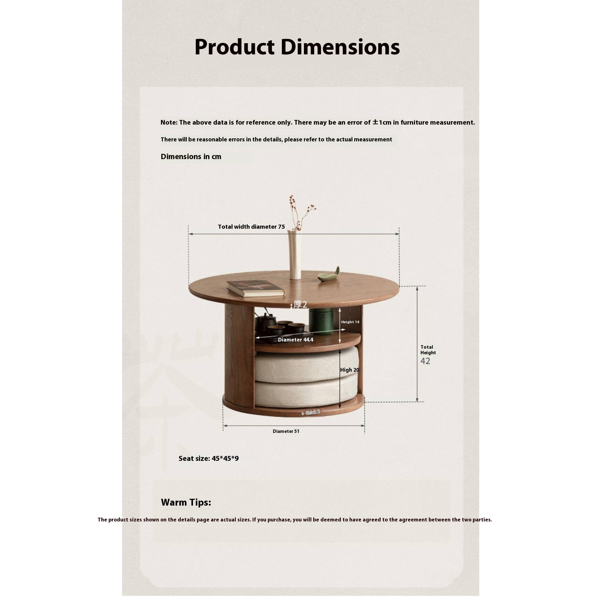 Ash Solid Wood Dual Use Tea Table