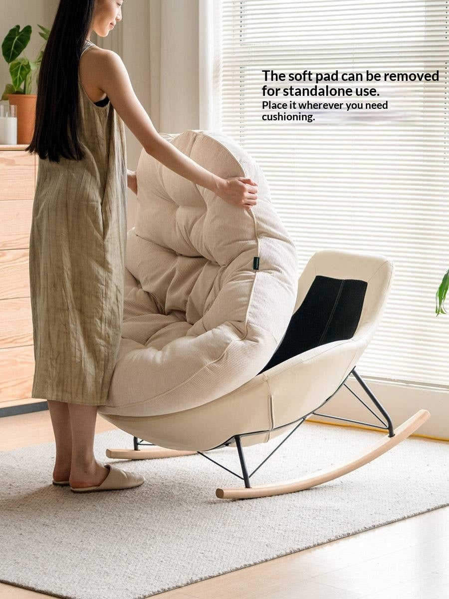 Beech Solid Wood Technology Cloth Casual Rocking Recliner Chair