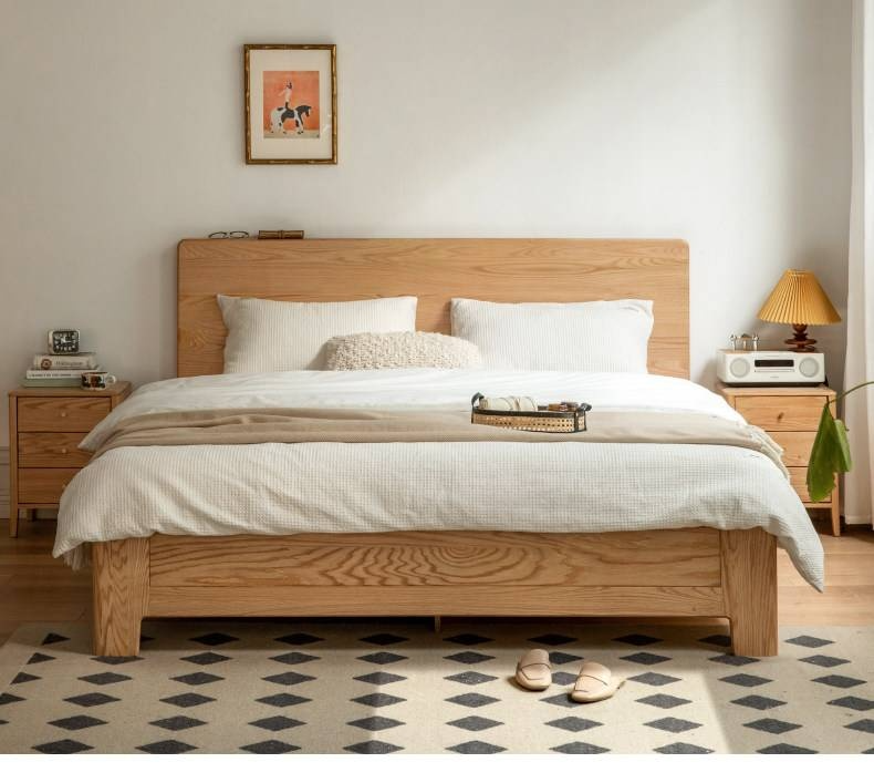 Oak Solid Wood Box Bed — Modern Minimalist Bed