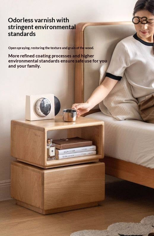 Beech Solid Wood Floor Rotating Side Table