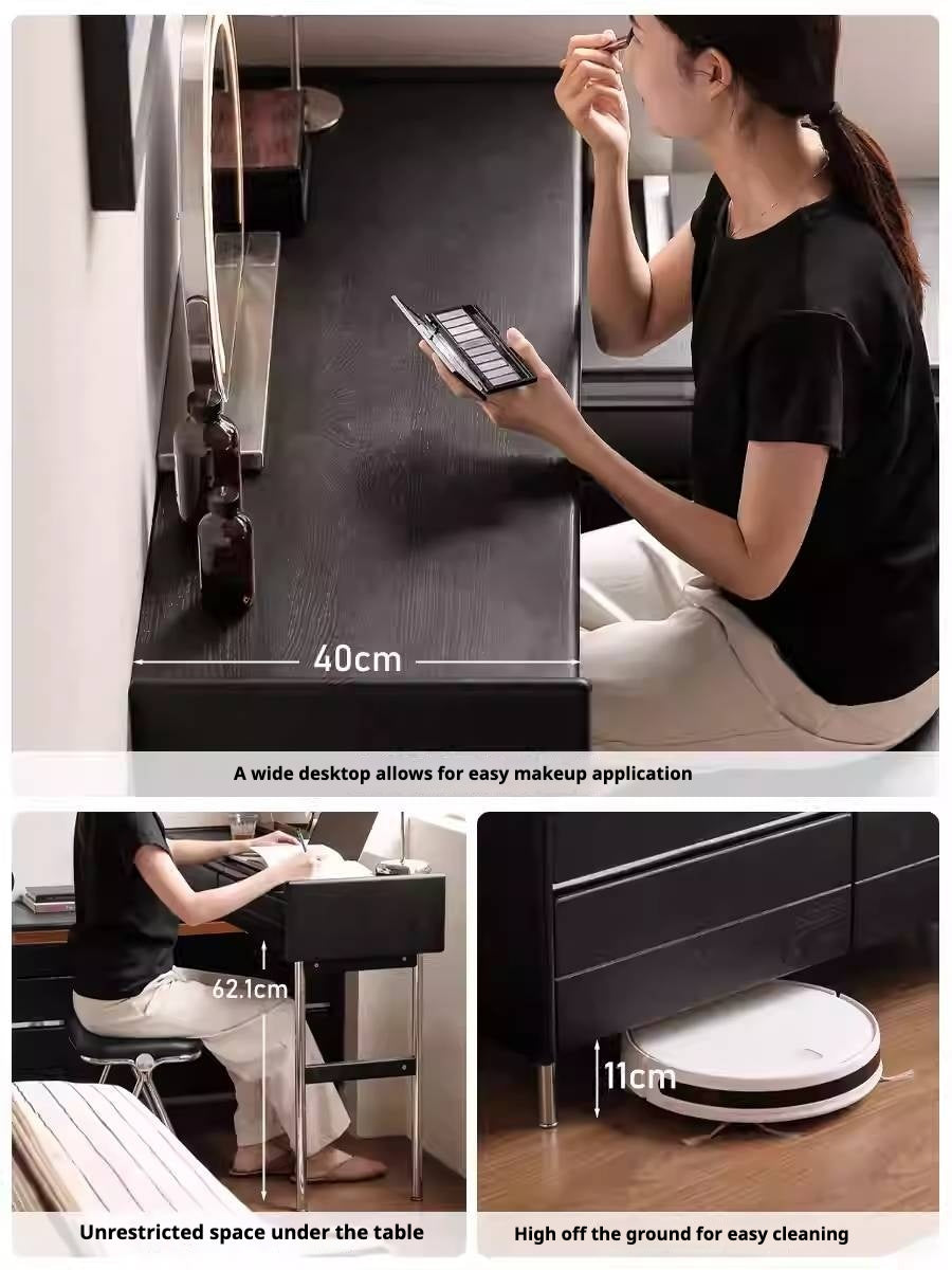 Ash Solid Wood Bauhaus Retractable Vanity Table.