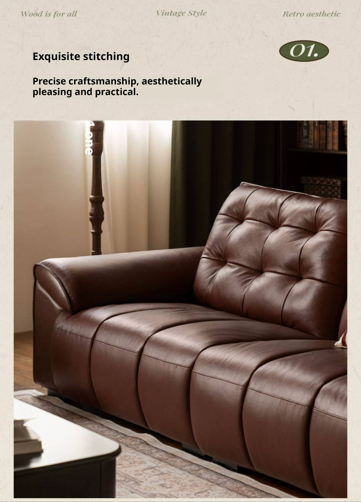 Genuine Leather American Retro High-Back Sofa with Checkerboard Black Bear Pattern