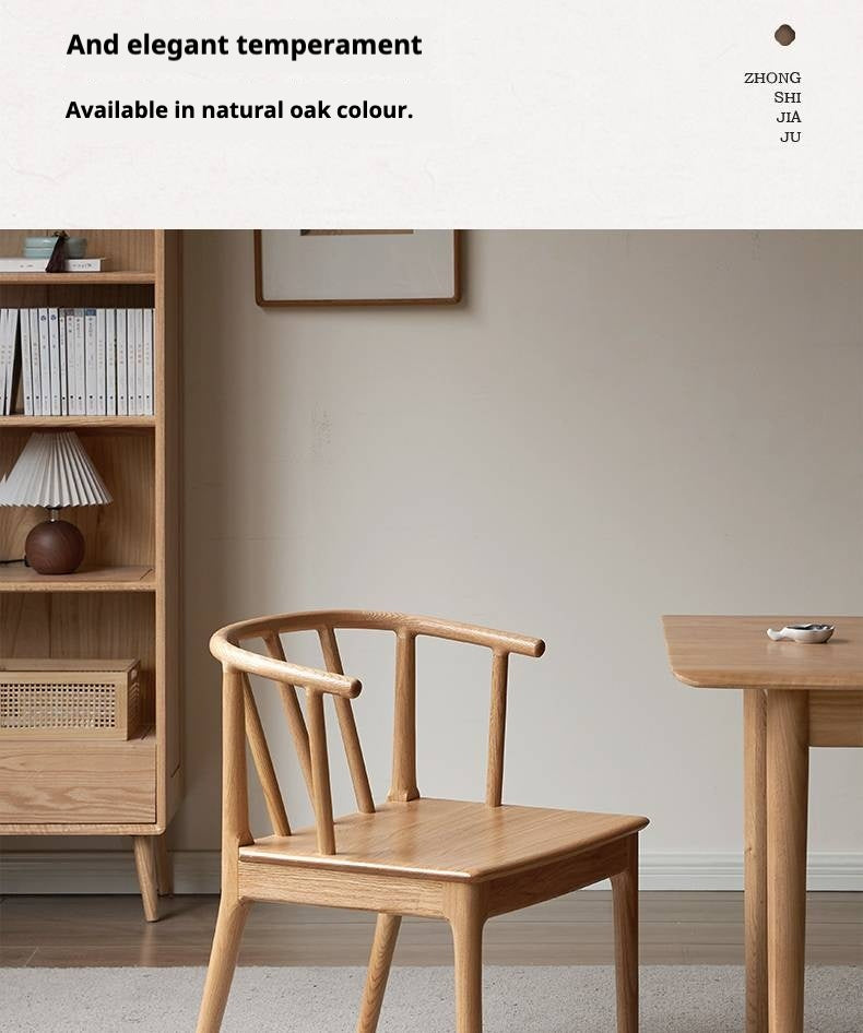 Oak, Black Walnut Solid Wood Round Tea Chair