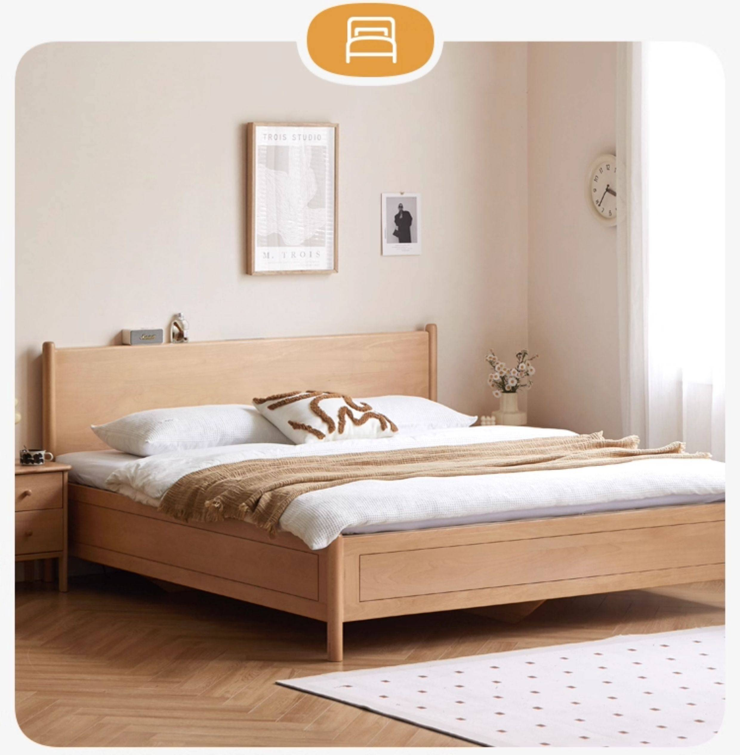 Beech Solid Wood Box Bed — Simple Design, Multi-Functional Bed
