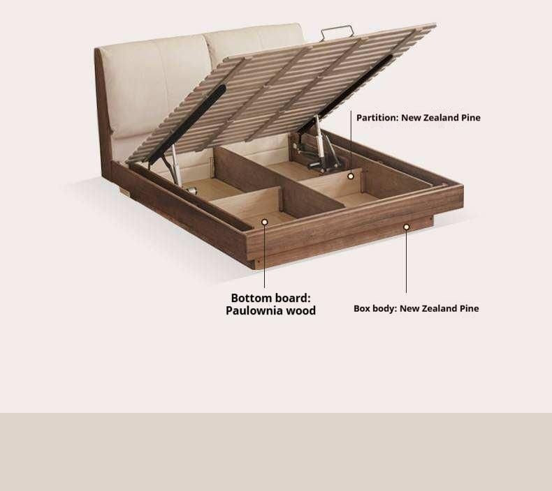 Black Walnut Solid Wood Italian Luxury Leather Electric suspended box bed