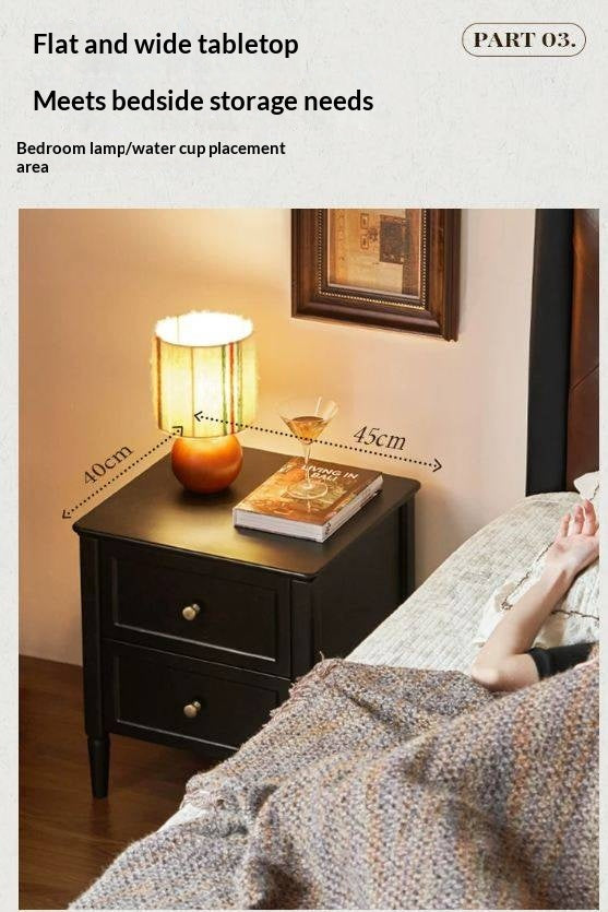 Solid Rubberwood Retro Style, American Style Nightstand