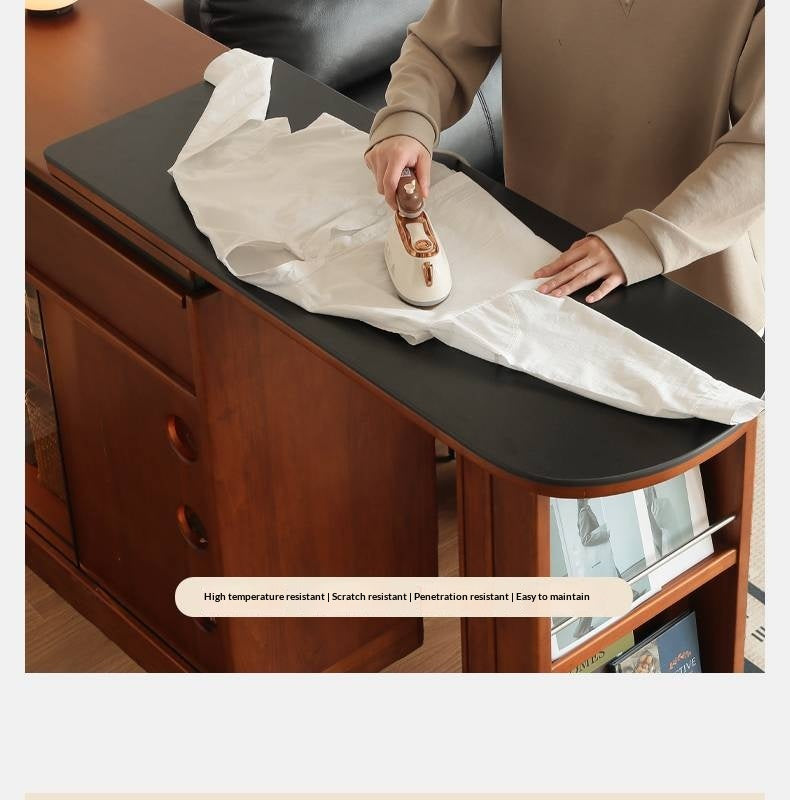 Tulipwood Solid Wood Vintage Style Stone Slab Bar Table