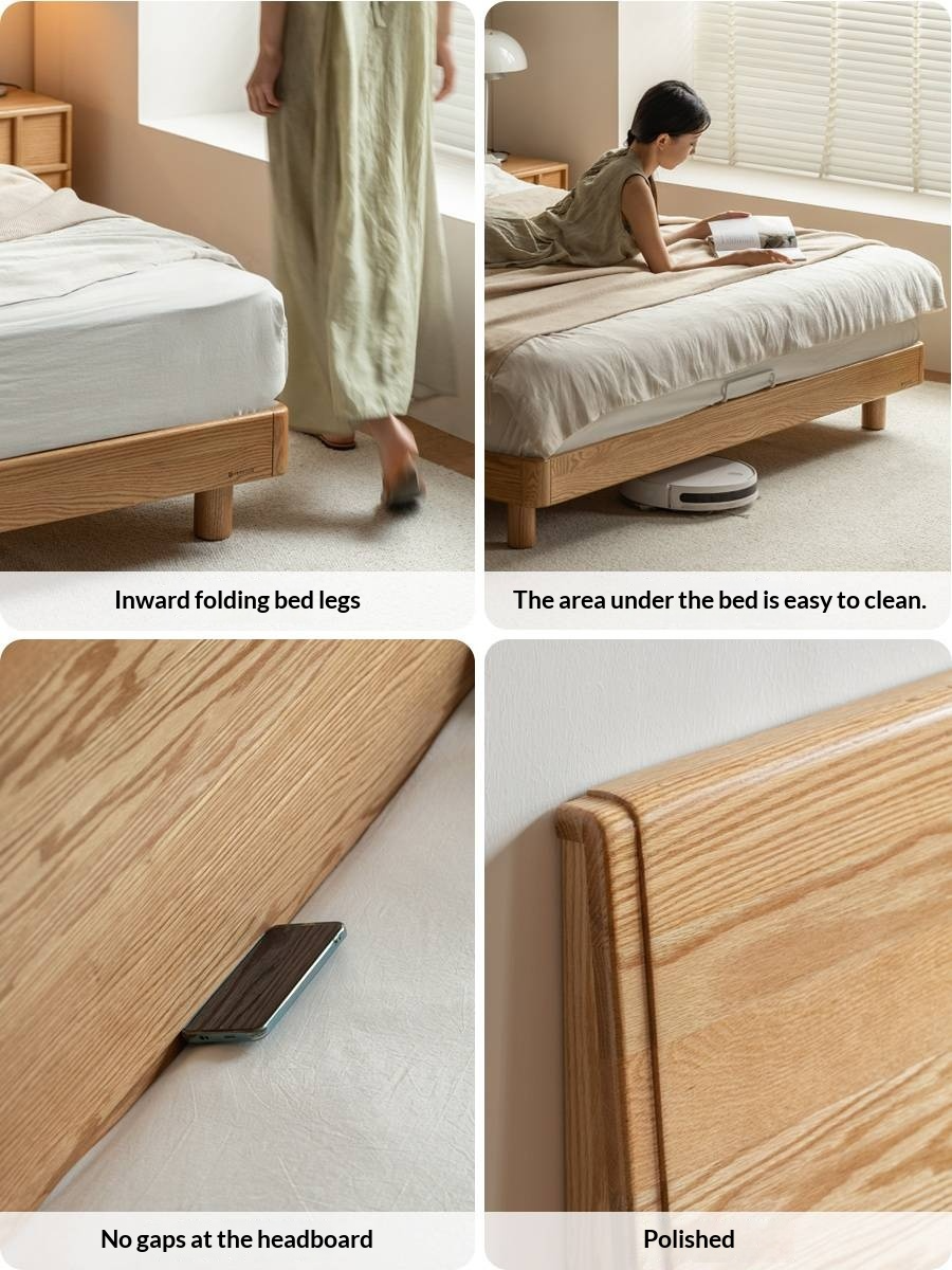 Oak Solid Wood Bed Modern Minimalist Large Bed