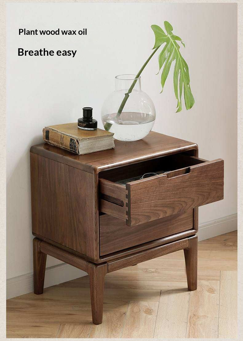 Black Walnut, Ash Solid Wood Nordic Modern Nightstand