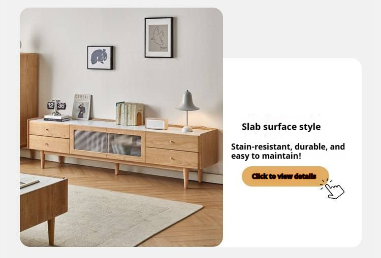 Ash Solid Wood TV Stand Rock Slab.