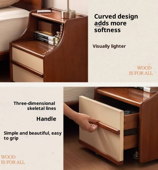 Poplar Solid Wood Movable Bauhaus Style Nightstand