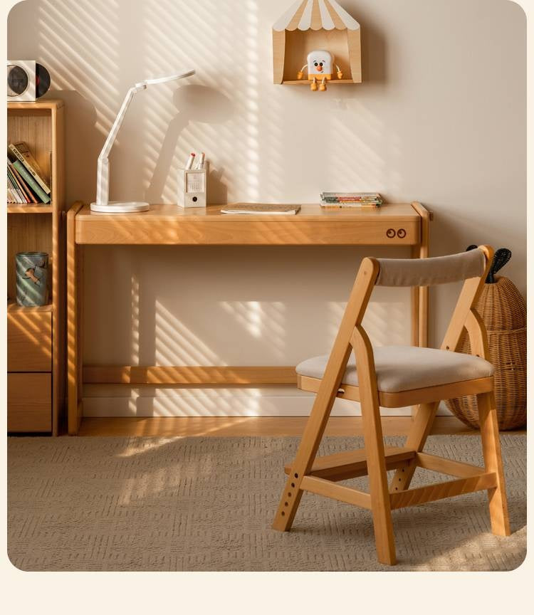 Beech Solid Wood Liftable Kids Study Desk
