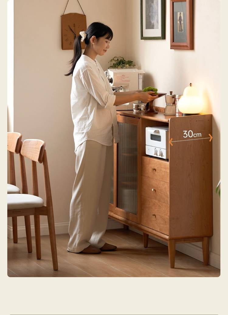 Cherry Solid Wood Ancient Style Ultra Thin Side Cabinet