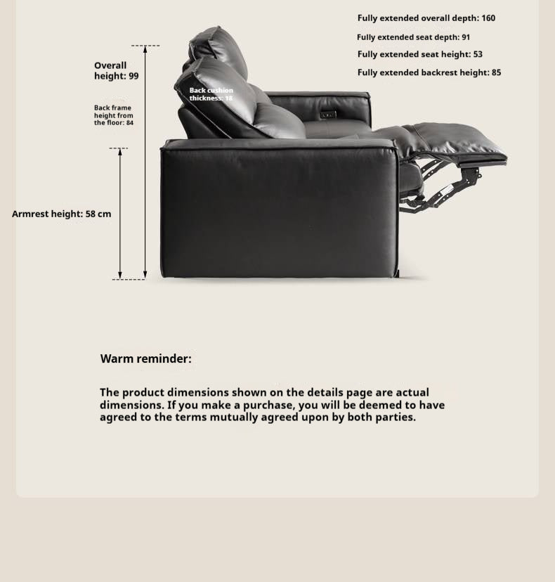 Genuine Leather Power Reclining Sofa with Adjustable Headrests and USB Charging