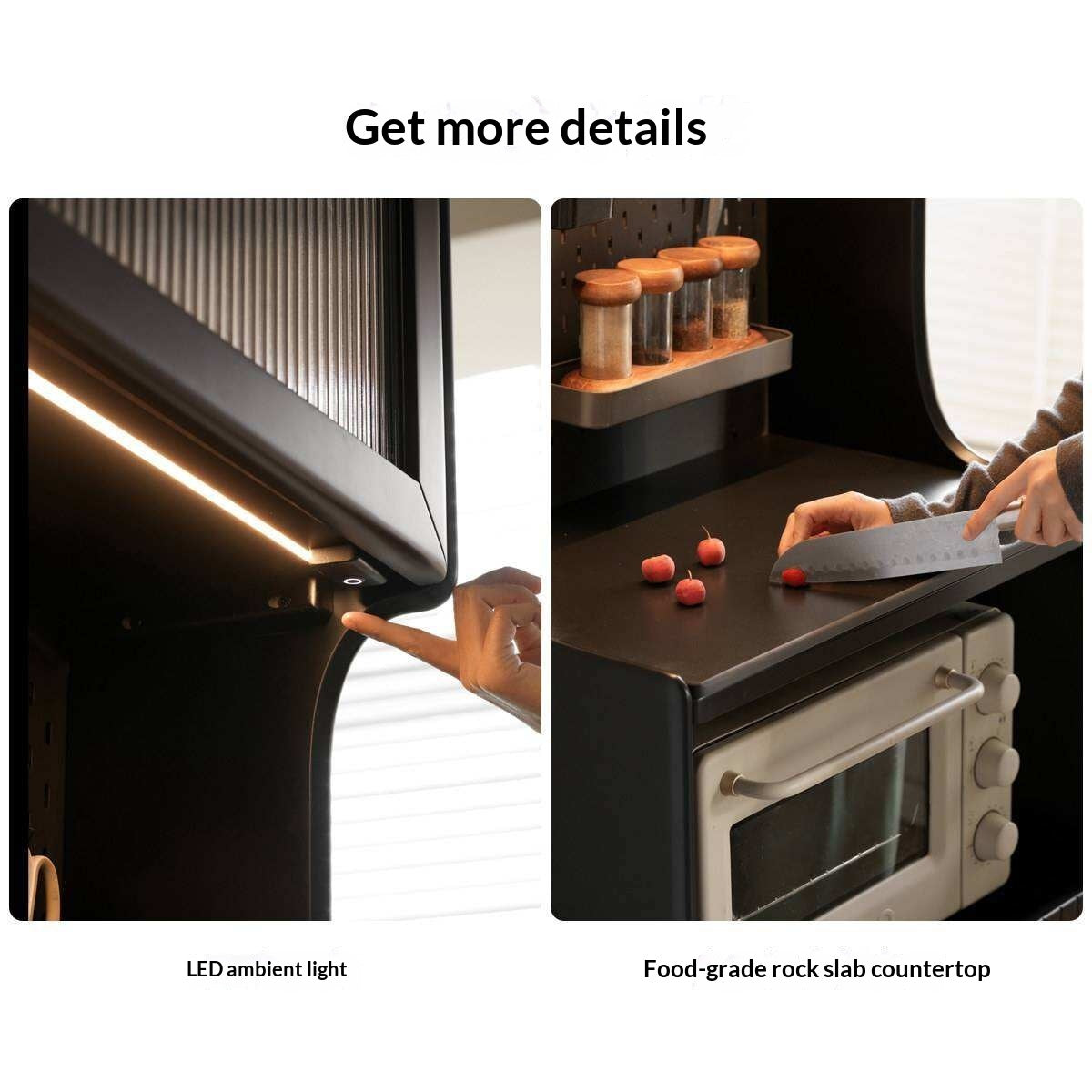 Solid RubberWood Minimalist Style Sideboard with Storage Cabinet