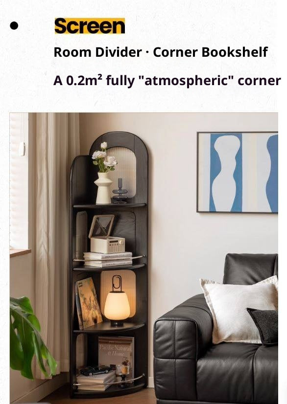 Oak Solid Wood Bauhaus Style Corner Bookshelf