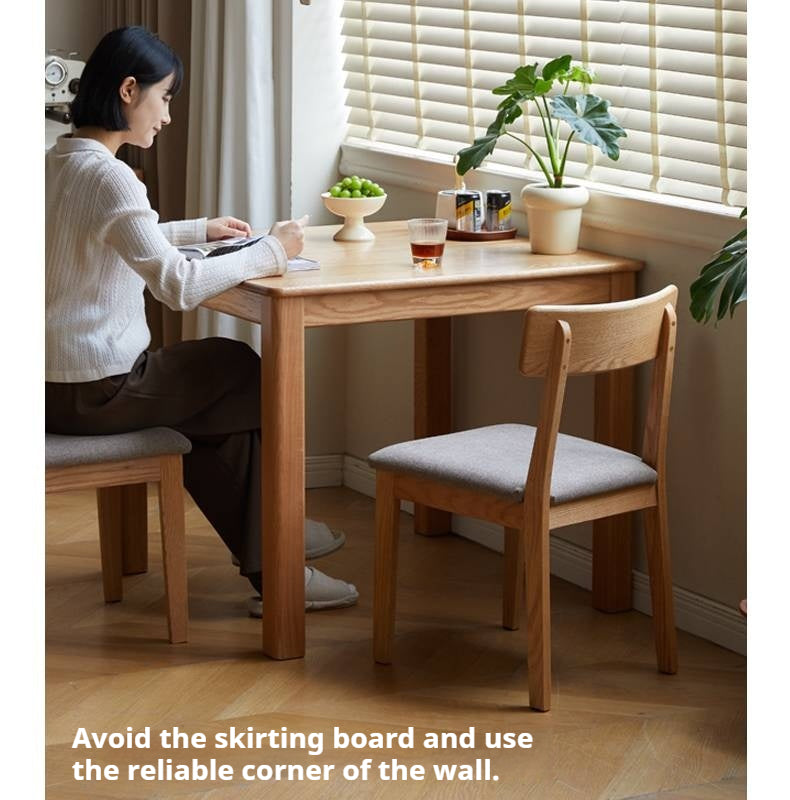 Solid Rubberwood, Oak Solid Wood Square Dining Table