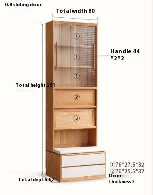 Oak Solid Wood Cream Style Study Bookcase