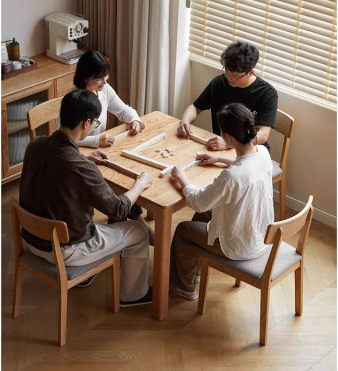 Solid Rubberwood, Oak Solid Wood Square Dining Table