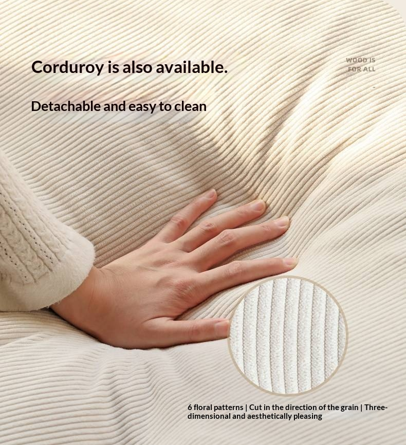 Oak Solid Wood Bed — Modern Minimalist, Genuine Leather Upholstered, Floating Design with Light