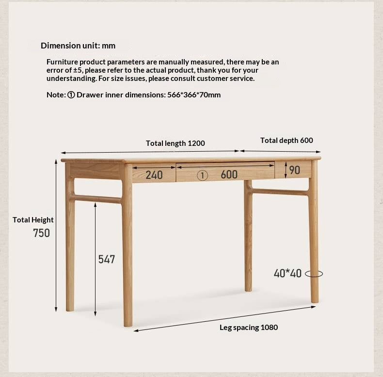 Ash Solid Wood Minimalist Modern Computer Desk
