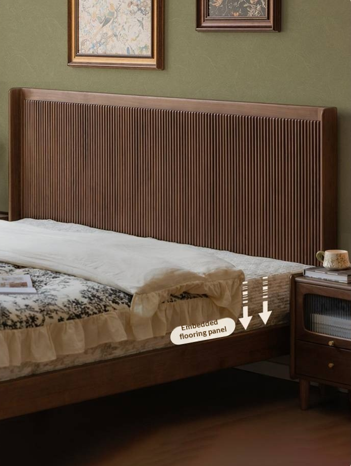 Black Walnut Solid Wood Italian Light Luxury Retro Bed