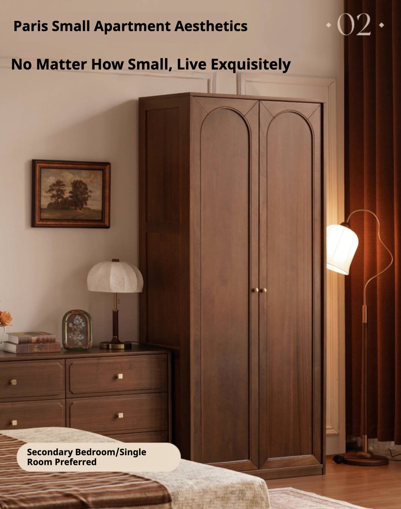 Solid Sandalwood French Retro Style Wardrobe