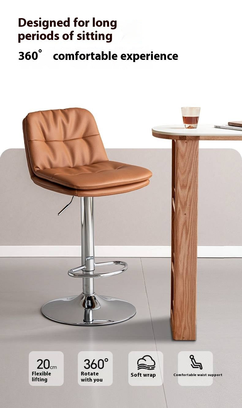 Leather High Backrest Rotating Bar Chair