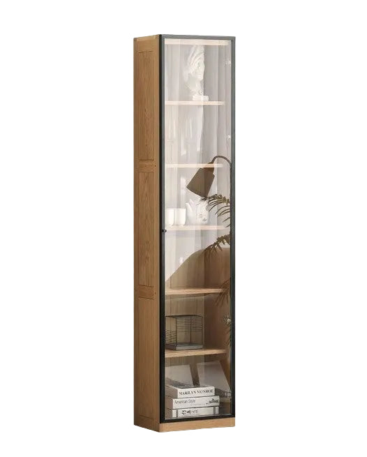 Oak, Solid Rubberwood Modern Bookcase Storage