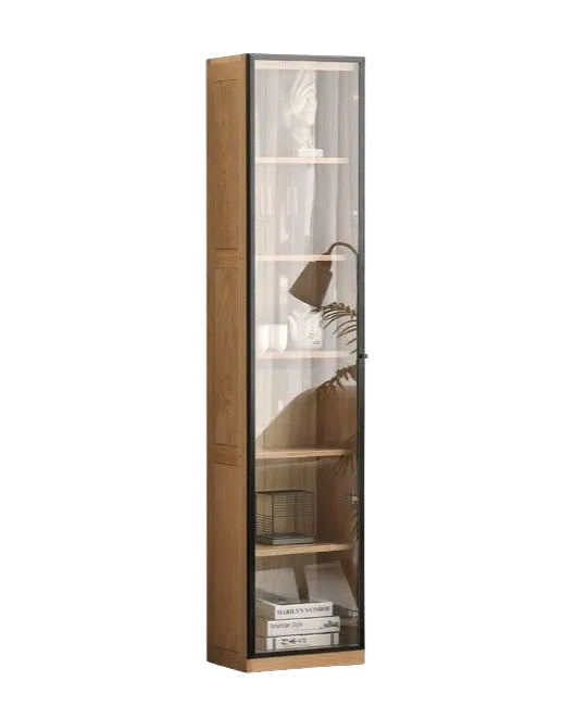 Oak, Solid Rubberwood Modern Bookcase Storage