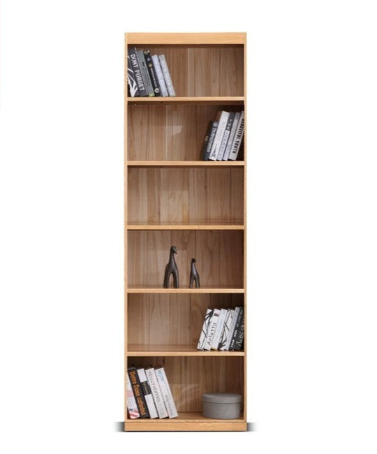 Oak, Solid Rubberwood Modern Bookcase Storage