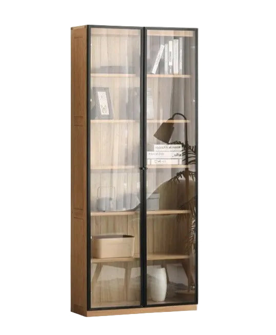 Oak, Solid Rubberwood Modern Bookcase Storage