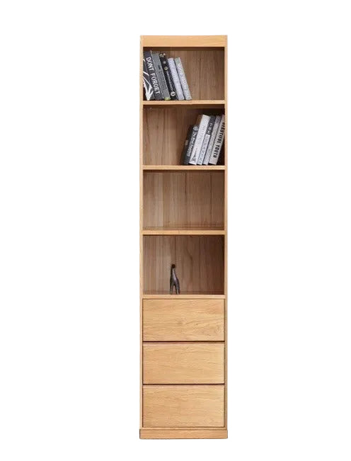 Oak, Solid Rubberwood Modern Bookcase Storage